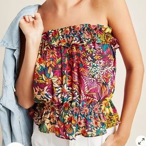 Anthropologie Mauve Adelaide Strapless Blouse